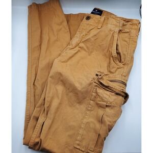American Eagle Mens Cargo Pants Tan Slim Straight Fit Size 32x36(34) fading